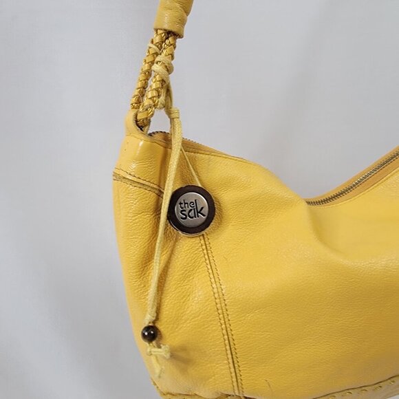 The Sak Yellow Pebbled Leather Hobo Shoulder Bag | Boho Chic Very Good Condition - Picture 5 of 14